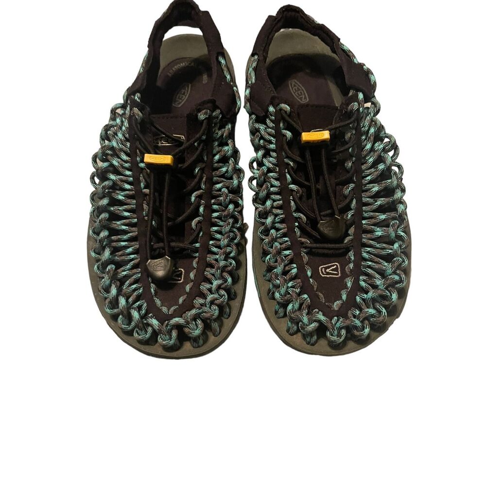 Keen Uneek Women's Blue & Black Woven Paracord Water Sandal Flat Size 6.5